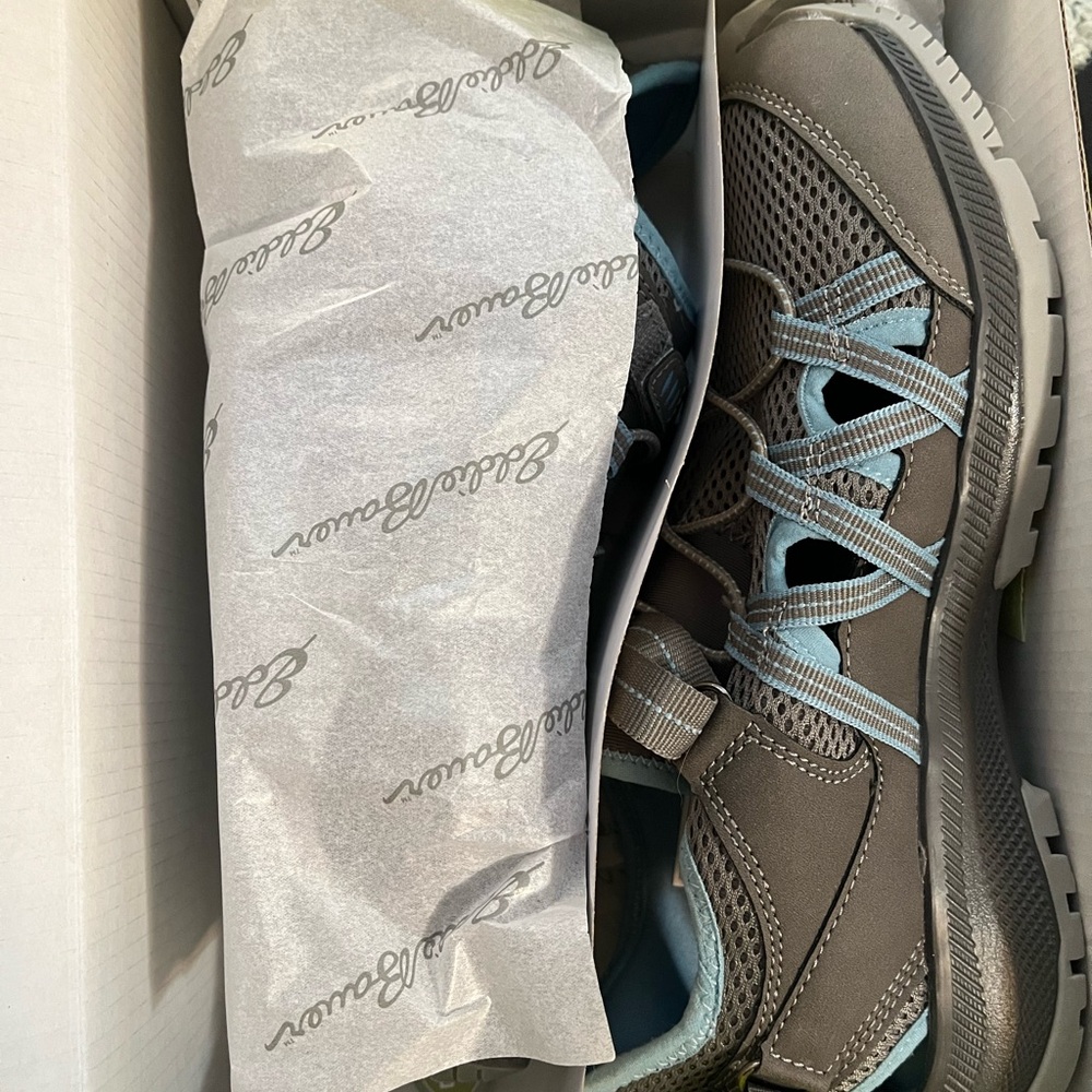 Eddie Bauer Sutton Taupe Athletic Sandal with Light Blue Accents